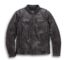 Herren Dauntless Convertible Biker Lederjacke Weste Treva Rindsleder Motorrad