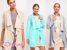 Womens Waterfall Cardigan Long Sleeve Blazer Coat Cape Jacket Size 8 10 12 Fa429