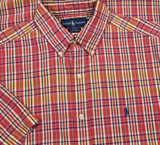 Vtg 90s Ralph Lauren Polo Button Up Pink Plaid Short Sleeve M Shirt Madras Blake