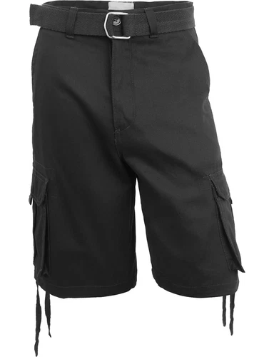 Mens Twill Cargo Shorts with Belt Loose Fit Multi Pocket Utility Wear Size 30-52