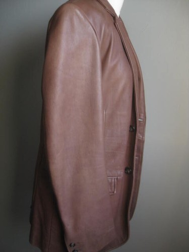 REISS LEATHER JACKET 36 38 small mens real soft distressed box blazer tan camel - Picture 23 of 23