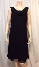 Black Lined Cocktail Sheath Dress Sz 16 Scoop Neck Plunging V Back Sleeveless