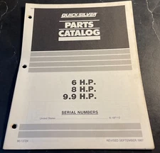 9/87 MARINER QUICKSILVER 6, 8, & 9.9 H.P. PARTS MANUAL 90-13724 32 PAGES (316)
