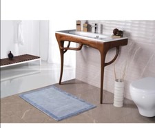 100 Turkish Cotton Bathroom Rug 24x38, Shique Pluto Blue
