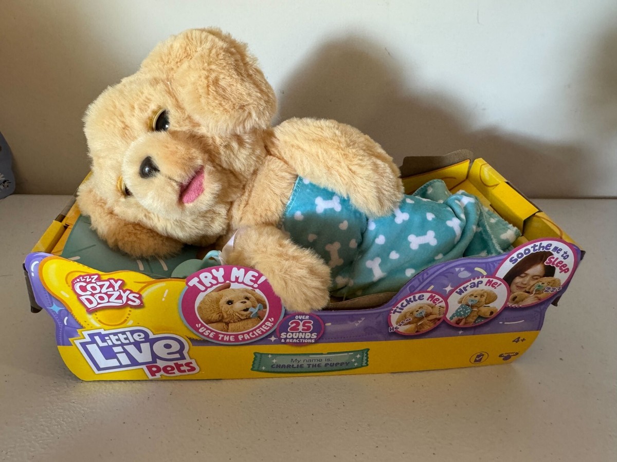 Little Live Pets Cozy Dozys: Charlie The Puppy Plush Toy Beige