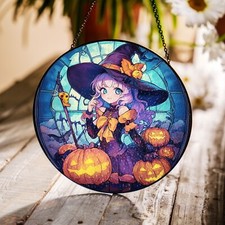 Handcrafted Halloween Suncatcher, Spooky Stained Glass Window Decor, HLW025