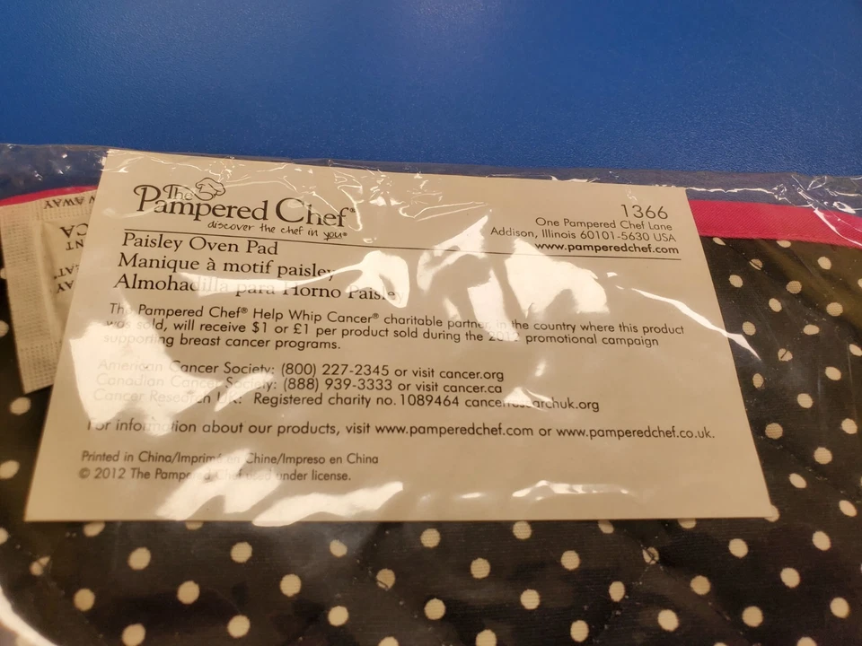 2 Almohadillas para Horno Pampered Chef Paisley Lunares Nuevo Estado - En el Paquete Foto 4 de 4