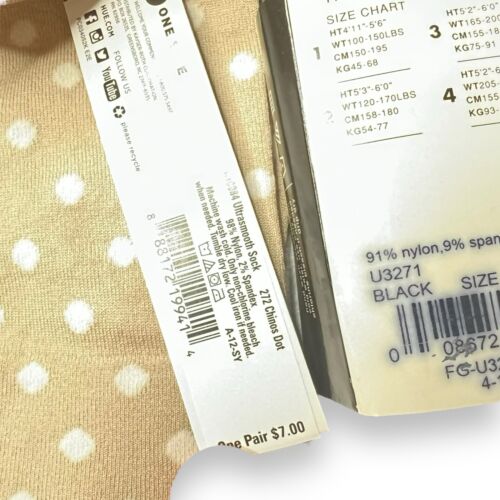 Hue Ultrasmooth Chino Dot Sock One Size 4 Pair Free Size 1 Opaque Black Tight - Picture 3 of 3