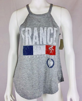 Cold Crush Women's Swing Tank Top Size S Gray Graphic Tee Vive La France Workout