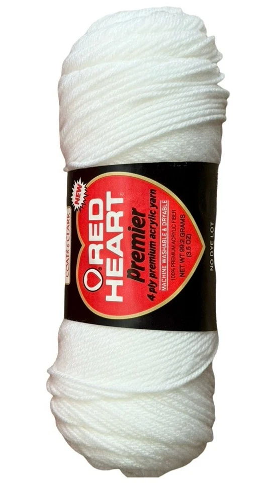 Red Heart PREMIER 4 Ply Knitting Kit Crochet White Yarn 11 SKEINS LOT VTG 1988 - Image 2 of 4