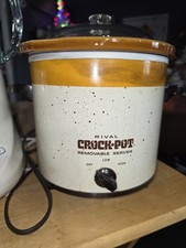 Vintage Rival Crock Pot Schongarer Steinzeug Glasdeckel 3,5 Quart. Funktioniert 