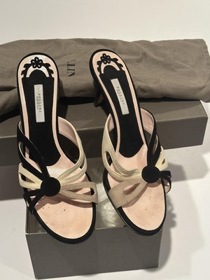 Pollini Shoes Womens Size 38 Black Suede Slide Sandals Made in Italy P28300-BKT