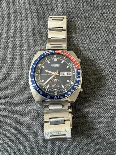 Vintage Seiko 6139-6009 Automatic Chronograph Notch Resist Blue Pogue Cevert