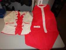 Vintage 3 Piece Red White Women's Pajamas with Half Robe Size Small