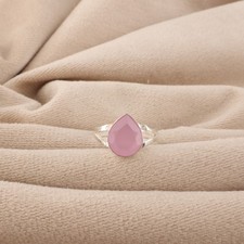 Rose Chalcedony Gemstone 925 Sterling Silver Designer Jewelry Ring Gift For Wife