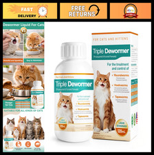Liquid Cat Dewormer - Triple Action Pyrantel Praziquantel for Tapeworms, Round