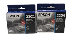 2 GENUINE - EPSON 220XL BLACK INK CARTRIDGE - T220XL120 Sealed Box EXP 11/2025