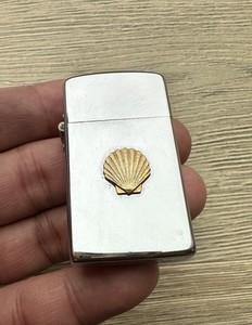 Vintage SHELL Gas Oil Advertising PARK SLIM Cigarette Lighter Chrome
