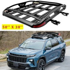 Roof Rack Cargo Basket +Cross Bars w/ LED Light For Chevrolet Traverse 2018-2024