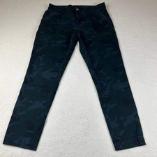 Vintage Green Blue Camo Chino Pants Jeans Women's Size 30x27 Casual Button Zip