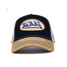 NEW Von Dutch Hat Navy Tan Patch Trucker Mesh SnapBack Cap NWT Retro unisex Y2K