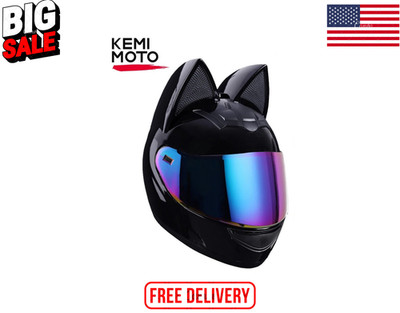 Cat Ear Full Face Motorcycle Helmet DOT Certified for Women & Men Riders