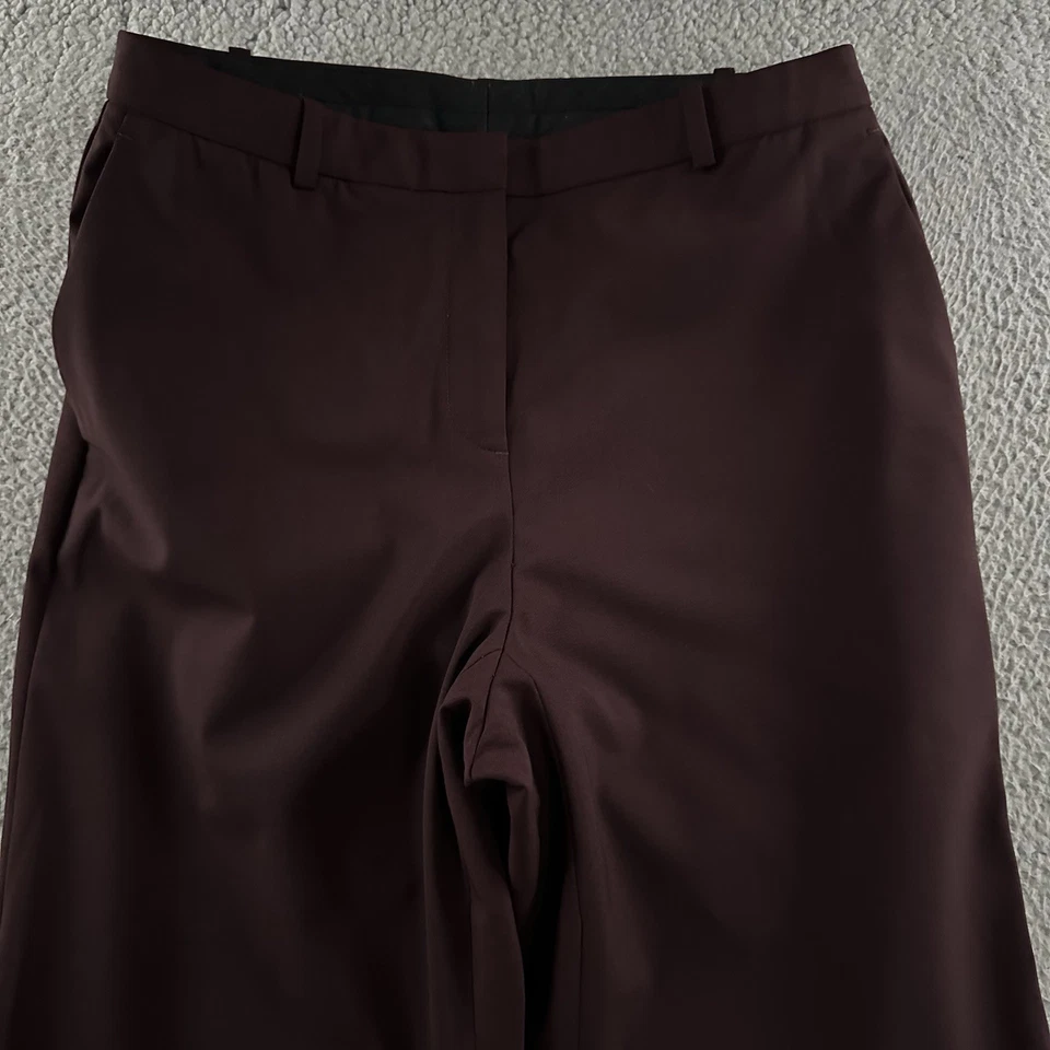 Pantalones para mujer Theory borgoña talla 6 carrera oficina tiro alto pierna ancha mezcla de lana Foto 2 de 4
