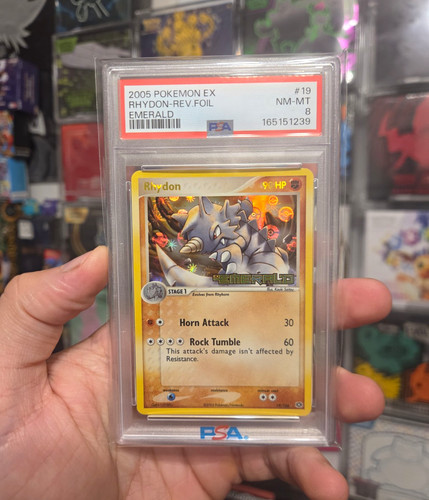 Nintendo 2005 Pokemon EX Emerald Rhydon 19/106 Reverse Holo PSA 8