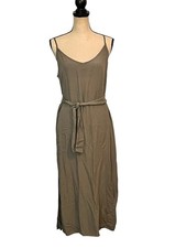 Anthropologie Cloth & Stone Midi Dress Size Large Olive Green Spaghetti Strap