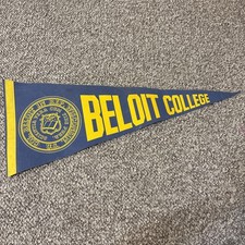 Vintage Pennant 1960s Beloit College Navy And Yellow Decoration University Big