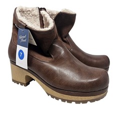 NEW Universal Thread 7 Faux Leather Clog Boot Shearling Interior Boho Casual