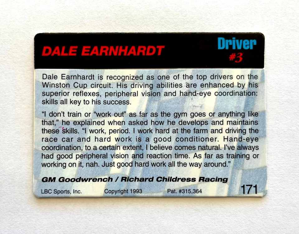 Dale Earnhardt NASCAR 1993 Action Packed #171 Autographed Signed - Image 4 of 4