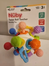 Nuby Textured Twist Ball Baby Teether Infant Toy with Colorful Rattle