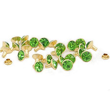 100 Sets Colorful Crystal Rivets Gold Color Spots Studs Double Cap for DIY Leat