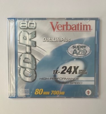 Verbatim CD-R Data Life Plus Super Azo High Speed 24X 80 Min 700 MB New Sealed