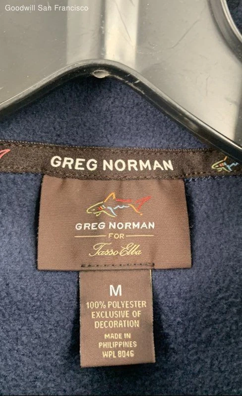 Greg Norman For Tasso Elba Blue Sleeveless Full Zip Fleece Mens Vest Size Medium - Image 3 of 3