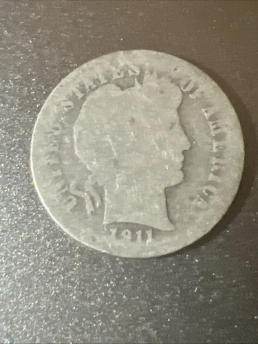 1911 D Barber Dime Good 90% Silver 10c Coin - Collectible