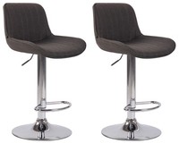 2Er Set Barhocker Lentini Stoff Chrom Dunkelgrau