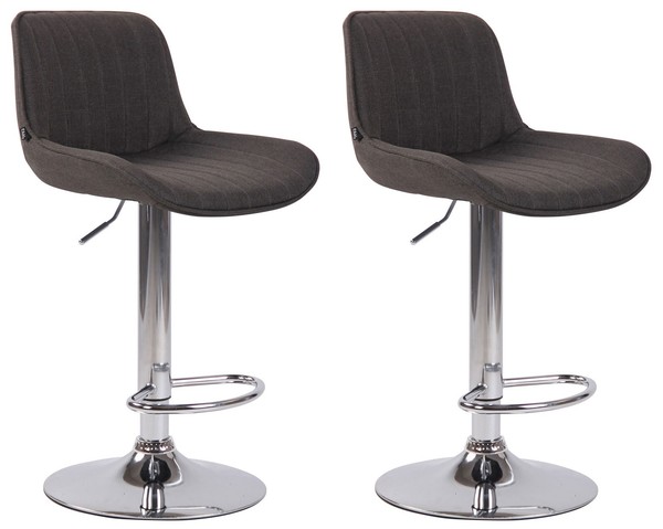 2Er Set Barhocker Lentini Stoff Chrom Dunkelgrau-image