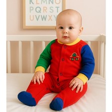 Vintage 1980s Playskool Baby Footed Sleeper   Embroidered Car   Size M / 3-6M