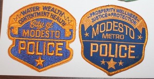 MODESTO POLICE Stanislaus Co CA & MODESTO METRO POLICE Movie-TV (used) patch Set