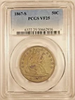 1 Of Only 14 PCGS Graded VF 25, 1867-S Liberty Seated Half Dollar 50C