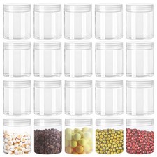 20 Pack 4oz Clear Plastic Jars With Lidswidemouth Refillable Storage Containerse