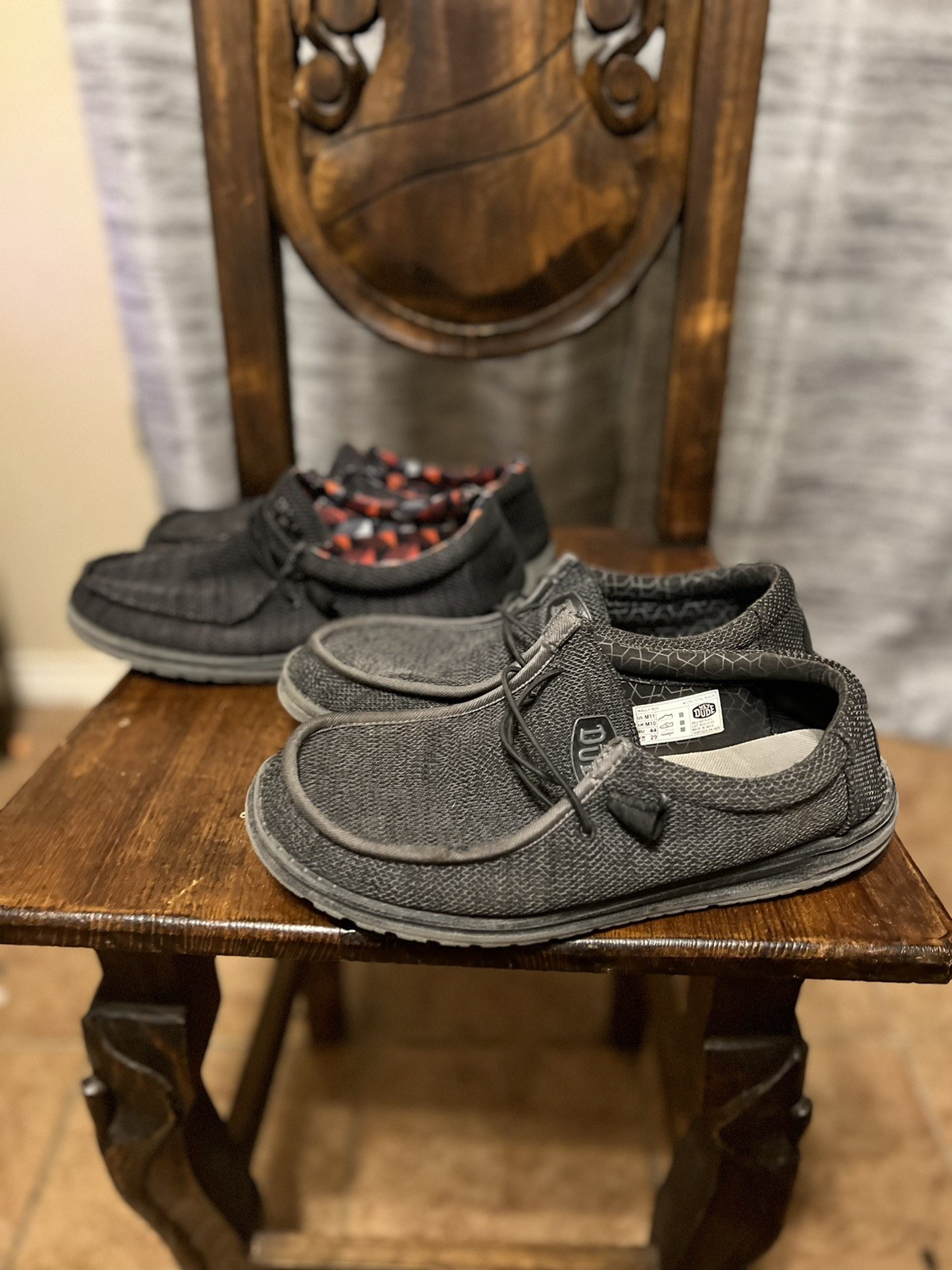 Lotto mocassini slip on Hey Dude Wally Sox neri scarpe casual da uomo 11 pacchetto spiaggia