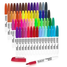 Shuttle Art 60 Colors Permanent Markers, Fine Point, Assorted Colors, Works on