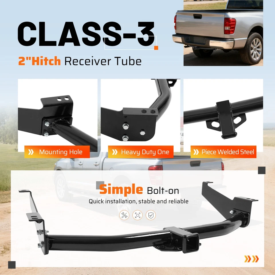 Class 3 Rear Bumper Trailer Hitch 2" Tow Receiver For Nissan Titan 2004-2015 - Image 3 of 4