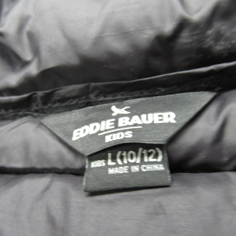 Eddie Bauer Down Jacket Youth Large Black Packable 650 Fill Lightweight Puffer - Image 4 of 4
