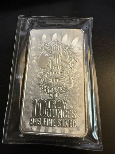 10 oz .999 Fine Silver Bar E Pluribus Unum