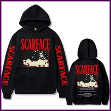 Vintage 90s Scarface Tony Montana Hoodie Men Casual Pullover Hip Hop Oversized