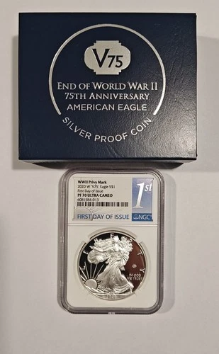2020-W American Silver Eagle Proof End of WWII V75 Privy NGC PF70 ULTRA FDOI